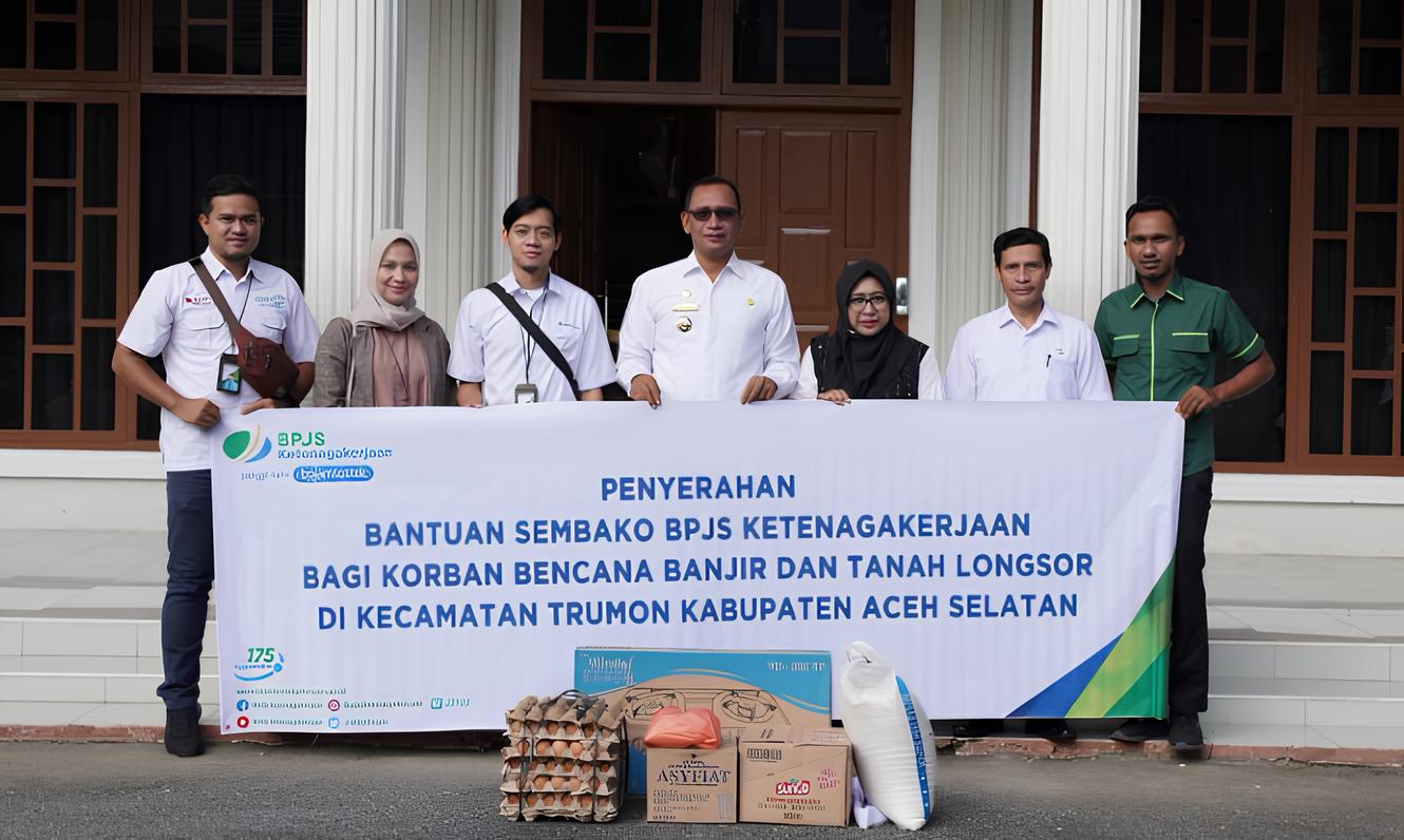 Pemkab Aceh Selatan Terima Bantuan untuk Korban Banjir dari BPJS Ketenagakerjaan