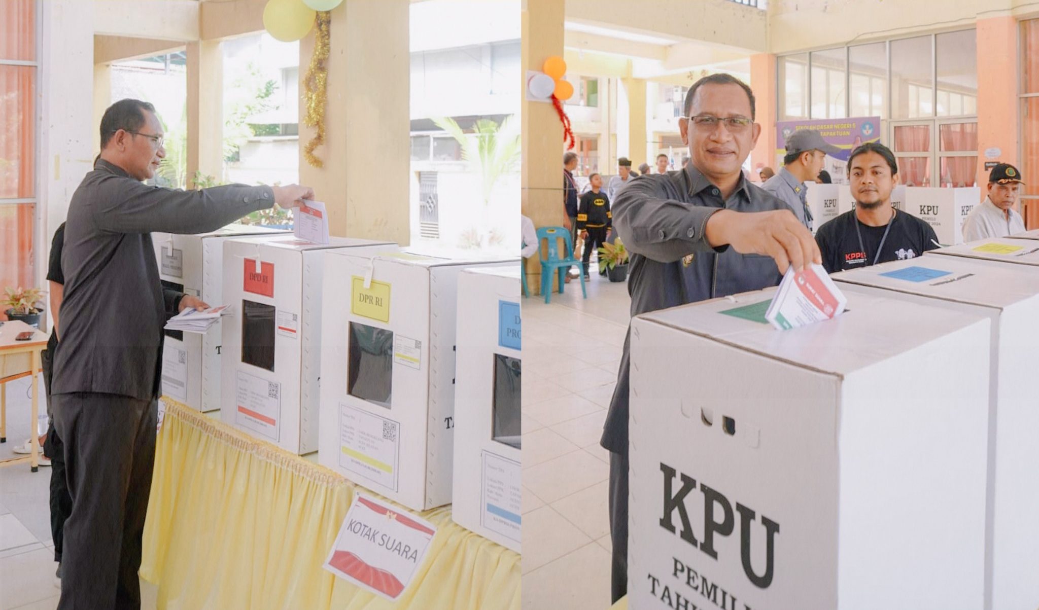 Pj Bupati Aceh Selatan Beserta Istri Coblos Pemilu 2024 di TPS 02 Dusun Hilir Lhok Bengkuang