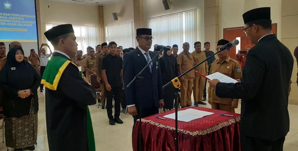 Pj Bupati Lantik Ilham Sahputra Sebagai Pj Sekda Aceh Selatan