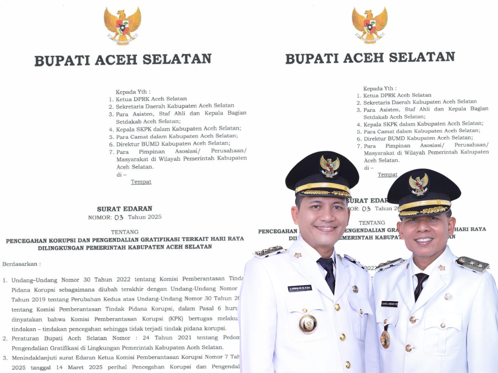Jelang Idulfitri, ASN di Aceh Selatan Dilarang Terima Gratifikasi dan Menggunakan Fasilitas Dinas